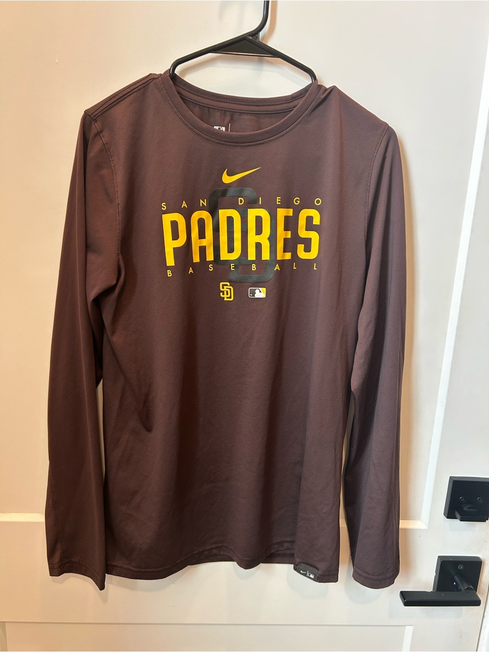 Nike Youth Brown San Diego Padres Long Sleeve Tee with Yellow Logo